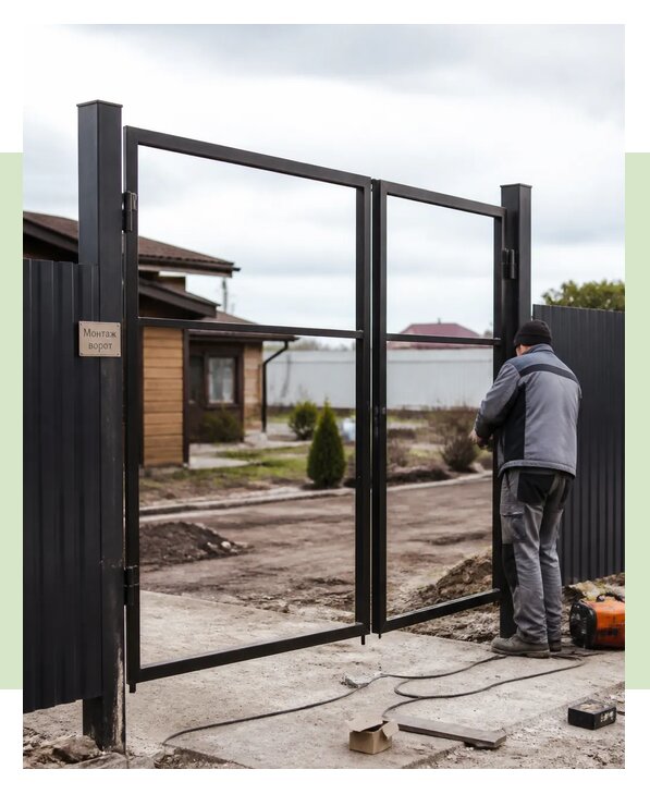 Распашные ворота под ключ цена с установкой в Тутаеве